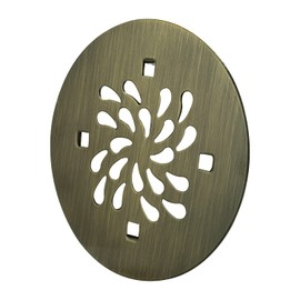 4-1/4 Snap in Shower Drain Cover, Antique Brass