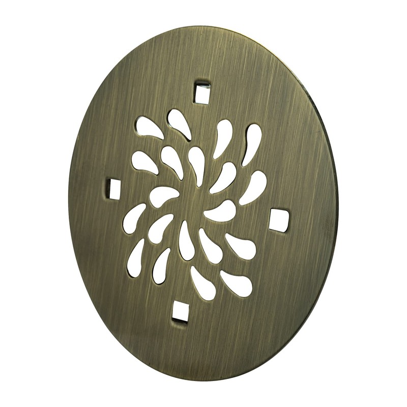 4-1/4 Snap in Shower Drain Cover, Antique Brass