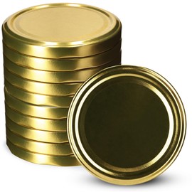 KADAX Screw Cap fi100mm Replacement 6 Locking Teeth Twist Off Metal Mason Jar Lids Jar Lids Fits 2530ml 4130ml 5000ml Jars (Pack of 10, Gold)