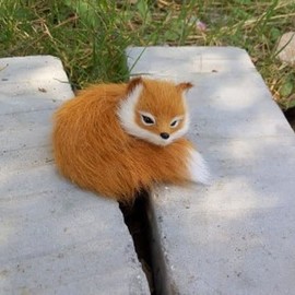 zalati Simulation Fox Toy 2pcs Siting and Standing Style Faux Fur Plush for Home Office Bag Decoration