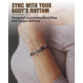 Jecanori 5X Strength Magnetic Copper Bracelet for Women —Updated 5,000 Gauss Ellipse Magnets — Premium Butterfly Clasp & Adjustable Length,Copper Four-leaf Clover