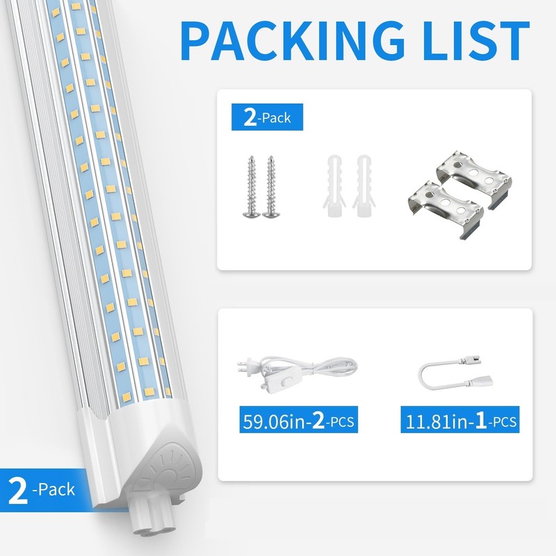 CNSUNWAY 2FT LED Shop Light, 24W 5000K 3600LM Super Bright,