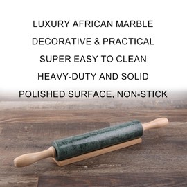 Koville Marble Rolling Pin, Non-Stick Dough Roller, Rolling Pin for Baking,Pasta, Dumpling, Ravioli, Fondant,Pie Crust, Kitchen Baking Pastry Tools(Indian Green)