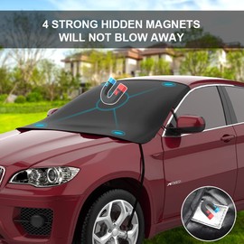 Car Windscreen Cover Frost Protector Car Windshield Cover Magnetic Snow Cover Windscreen Protector Resistant Snow Frost Ice Sun UV Dust Water, Fits Most Cars SUV, 175 * 120cm