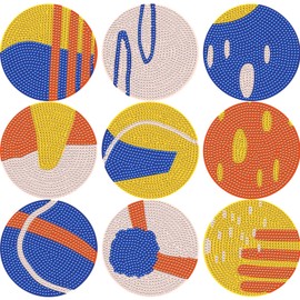 TDOOW Diamond Art Coasters Kits, 5d Diamond Painting Coasters DIY Crafts Kits for Adults Diamond Dot Coaster Set of 9