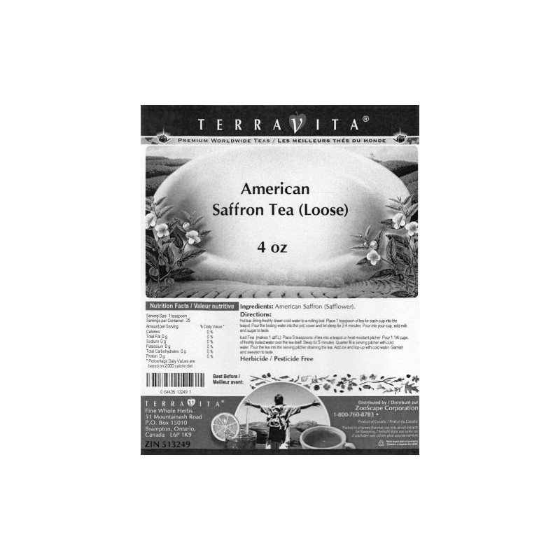 American Saffron (Safflower) Tea (Loose) (4 oz, ZIN: 513249)