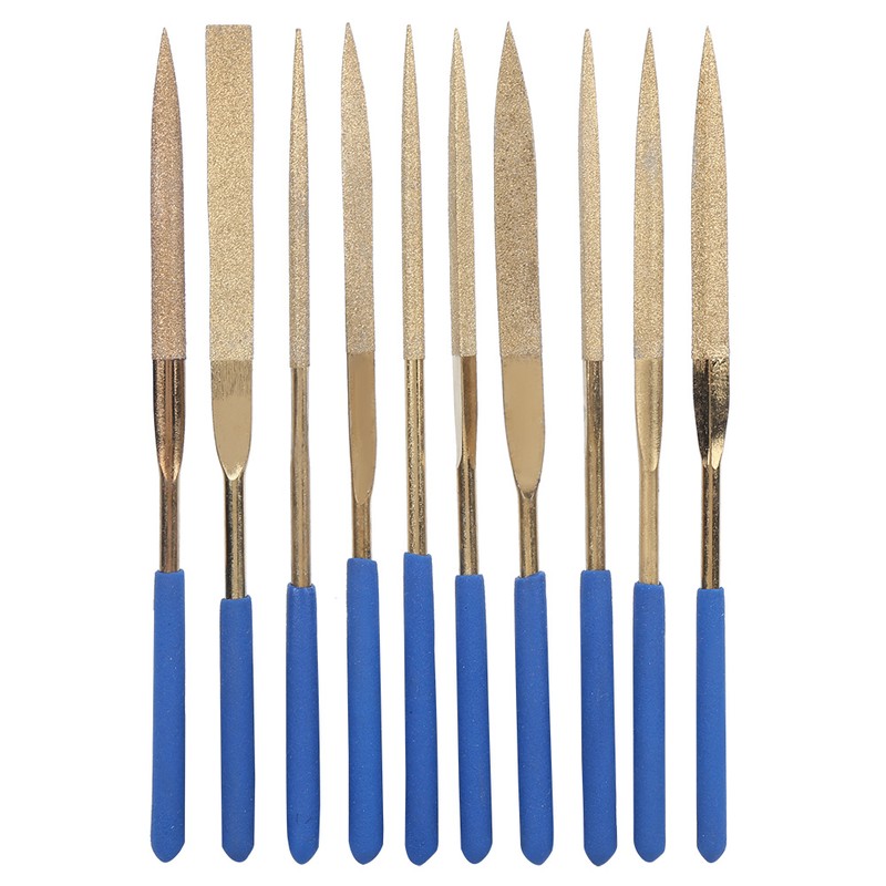 10Pcs Set 5x180mm Titanium Plated Steel Diamonds Needle Files Kit