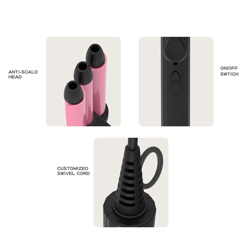 3 Barrel Curling Iron Wand Constant Temp 60S Fast Heating