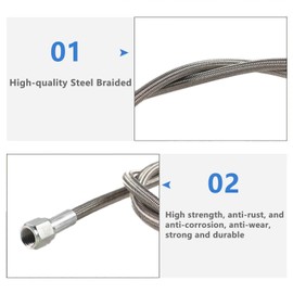 GSTP Turbo Oil Feed Line 48" Length Steel Braided - 4AN 90 Degree Straight Hose Oil Supply Line End Pressure Stainless Remote Turbocharger Sensor Teflon