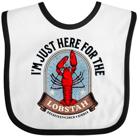 inktastic Maine Just Here for the Lobster Baby Bib White and Black 41ea8
