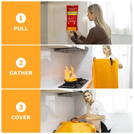 FIREWESS Emergency Fire Blanket, 1Pack Silicone Flame Retardant Fire Blankets Emergency for Home, Kitchen, Car, Office, Grill, 39.4X 39.4inch Fire Extinguisher Blanket