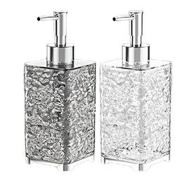 TerraShine Shampoo Bottle, 13.5 fl oz (400 ml), Set of 2, Soap Dispenser, Refill Bottle, Hand Soap Container, Manual, Lightweight, Luxury, Transparent, Stylish, Lavatory, Washstand, Bathroom, Kitchen
