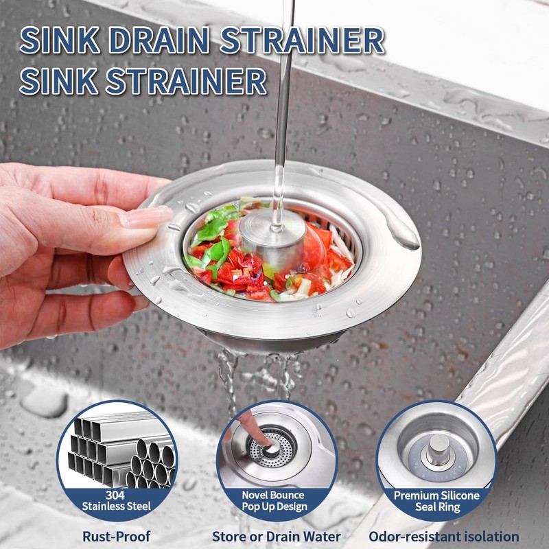 Kitchen Sink Drain Strainer - WERMARS 3 in 1 Sink