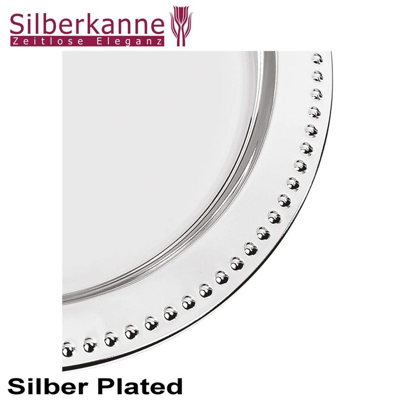 SILBERKANNE Plate 32 cm Pearl Edge Premium Silver Plated Elegant