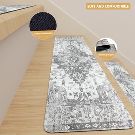 SmoBea Stair Treads for Wooden Steps of 15, Non-Slip Carpet Stair Treads 30"X8", Super Non Slip Reusable Staircase Step Treads, Rubber Safety Mats for Dogs, Children and Seniors (Grey)