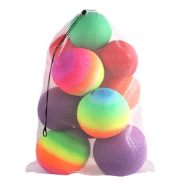 GSE Games & Sports Expert 24"x36" White Heavy Duty Mesh Drawstring Bag, Extra Large Sports Equipment Bag with Shoulder Strap for Soccer, Basketballs, Volleyballs, Footballs, Swimming Gear, Laundry