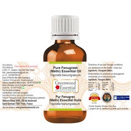 Greenwood Essential Pure Fenugreek (Methi) Essential Oil (Trigonella foenumgraecum) Natural Therapeutic Quality Steam Distilled 30 ml (1 oz)