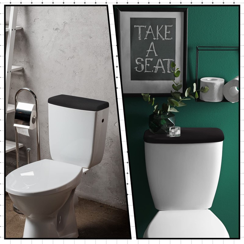 Hoolerry 4 Pcs Toilet Tank Lid Cover Universal Back of