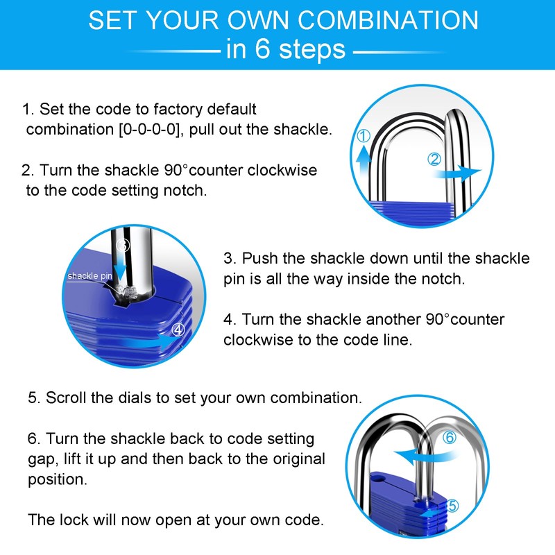 ZHEGE Combination Lock Padlock for Locker, School, Gym, Room, Closet,