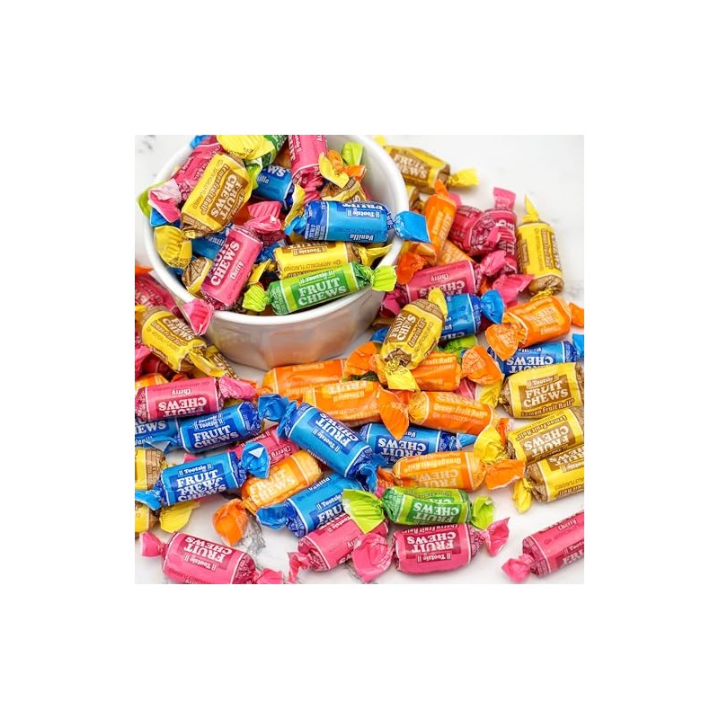 Fruit Chews, 2lb Bulk Bag (Approx. 140 Pieces), Taffy Candy,