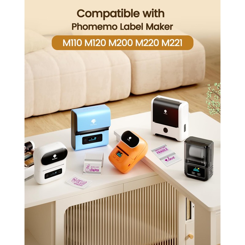 Phomemo M110 M120 M200 M220 M221 Transparent Labels, Rectangular Thermal