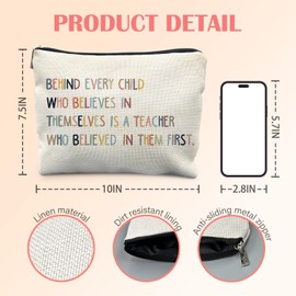 KBRCT Teacher Appreciation Gifts for Women, Teacher Makeup Bag for Women, Thank You Teachers Gifts Cosmetic Bag for Purse, Inspirational Teachers Gift Makeup Zipper Pouch