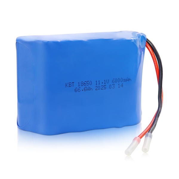KBT 11.1V-12.6V 6000mAh Rechargeable Li-ion Battery with Bare Leads for