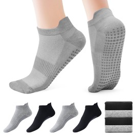 Dersoud Pilates Socks Grip for Women Non-Slip Grippy Yoga Socks Ankle for Barre, Ballet, Barefoot Training & Hospital Use
