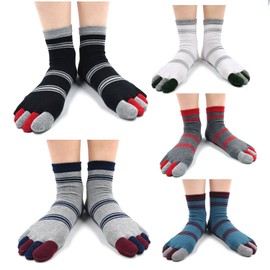 CaiDieNu - Calcetines deportivos de algodón para hombre, 5 pares, Raya-05-5 pares, 9-12