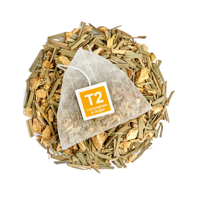 T2 Tea Lemongrass and Ginger Herbal Tea Bags in Resealable