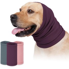 Dog Calming Hoodie Head Wrap, Anxiety Relief Ear Muffs for Dogs, No Shake Protection for Thunder Fireworks Grooming Vet PurpleSize: L, Color: Violet
