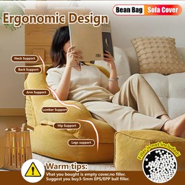 Corduroy Bean Bag Cover (No Filler) Washable Soft Sofa Cover Bean Bags Storage Solution Lazy Sofa Beanbag Chairs for Adults Living Room Bedroom(Dark Green,Single Cover)