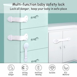 Child Safety Cupboards Straps Door Locks for Cabinets Drawers Kitchen Toilet Fridge Baby Proofing Kit Easy Installation, Children Childproof Lock No Drilling Required (Pack of 04)