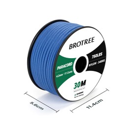 BROTREE Paracord 750 lb 4.2 mm 30 m 100% Nylon Rope Type 4 Cord with 11 Core for Survival, Camping, Outdoor - 340 kg Breaking Load (Dark Blue)