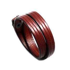 Xusamss Punk Jewelry Wristband Retro Multi Layer Leather Cuff Bracelet(Brown)