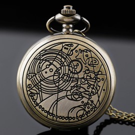 Tiong Nostalgia Retro Dr. Who Quartz Pocket Watch with Chain Gifts for Womens Mens