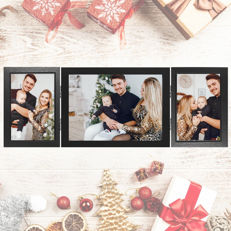 Triple Photo Picture Frame 6 x 4, Black, Holds 3