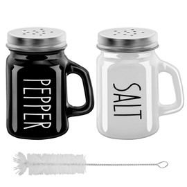 4 oz Glass Spice Bottle Salt Shakers Household Spice Bottles Salt and Pepper Shakers Kitchen Seasoning Jar Multipurpose Condiment Jar Seasoning Shaker Salt Container Pepper Jar 2pcs (White/Black)