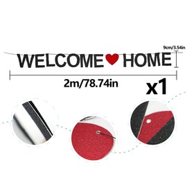 AOYEGIC Welcome Home Banner, Welcome Home Garland, Family Theme Flags, Home Party Sign Decoration, Party Accessories, Party Decorations, for Family Return, Family Celebrations (Black)