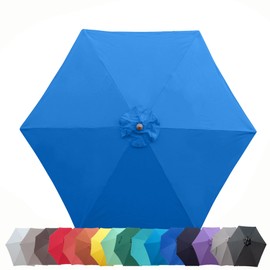 Formosa Covers 9ft 6 Ribs Market Patio Umbrella Replacement Canopy - Top Canvas - 300D UV Protective and Water Resistant Umbrella Fabric - Premium Quality Replacement Canopy Cover ONLY (Capri Blue)