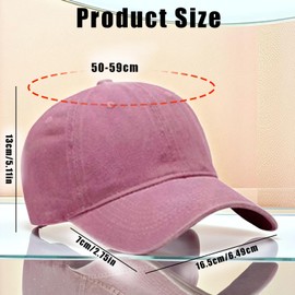 Nujvnuj Unisex Baseball Cap Cotton Vintage Design Adjustable Strap Curved Peak Lightweight Sports Hat for Men and Women, pink, Unit size