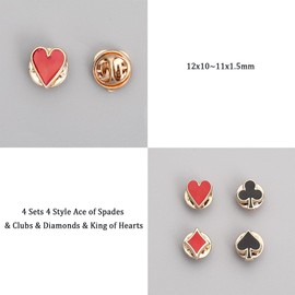 CHGCRAFT 16Pcs 4Styles Poker Playing Card Suits Alloy Enamel Pins Including Ace of Spades Clubs Diamonds King of Hearts for Backpack Clothes Decorations Party Anniversary
