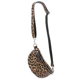SH Leder ® AVA G292 Genuine Leather Waist Bag for Festival Travel Bum Bag Small Crossbody Bag Women Leather Bag 23 x 12 cm, Leopard print, s