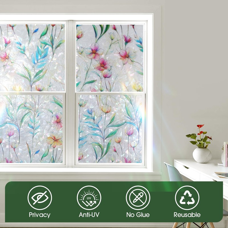 Window Privacy Film Stained Glass Window Film Decorative Static Cling