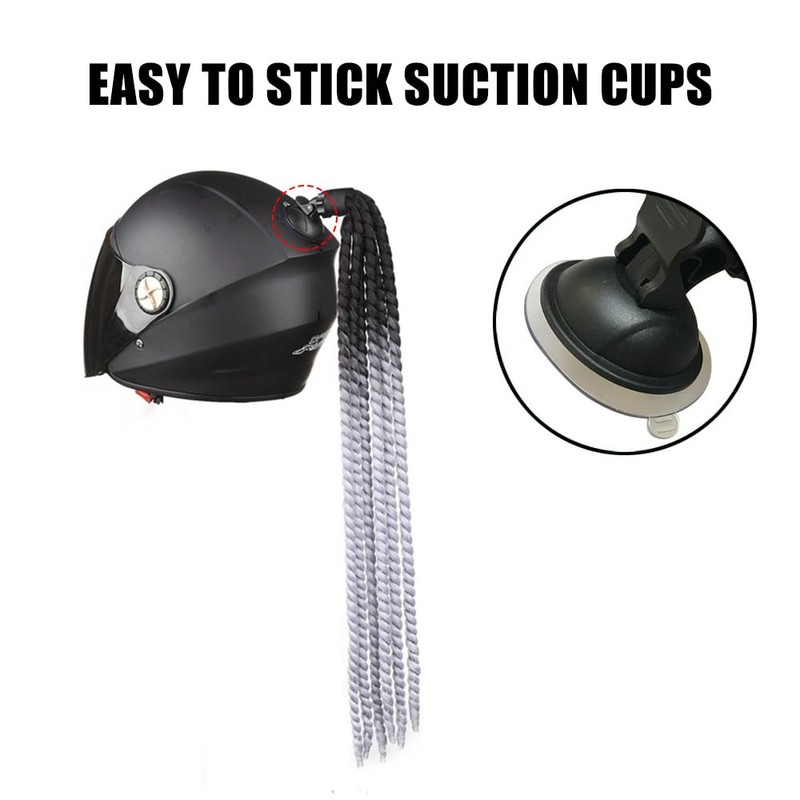 Helmet Pigtail, Gradient Bicycle Helmet Braid with Reusable Suction Cup