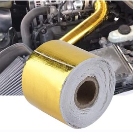 Folienklebeband, 5m * 5cm Auto-Aluminiumfolie, Reflektierendes Hitzeschild-Wickelband für Klebende Hitzefolie, Hitzebeständiges Goldband Gold Hitzebeständiges Goldband(Golden 5M*5Cm)