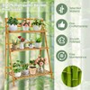 COSTWAY Bamboo Plant Stand, Foldable Multifunctional Flower Display Ladder Shelf,