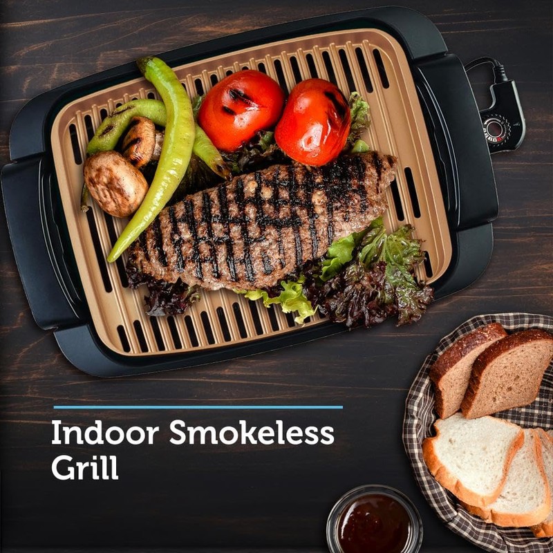 Courant smokeless indoor Electric grill, Copper Non-stick Coating Extra Large