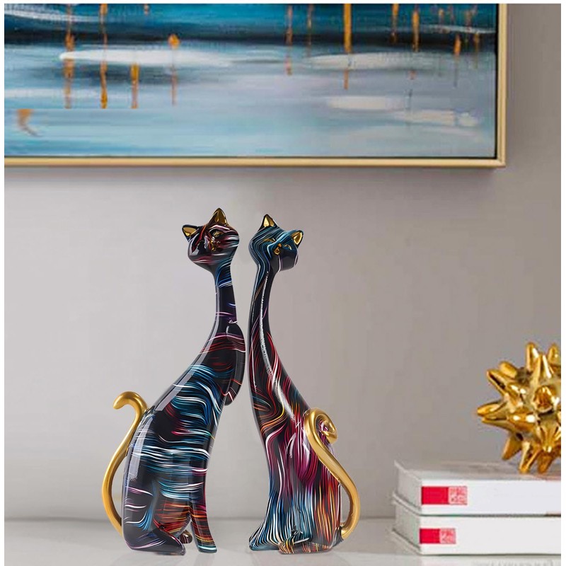 LIKEUDO Unique Resin Cat Statue for Cat Lovers - Perfect