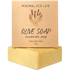 Minimal Eco Life Olive Additive-Free Soap Face Wash Whole Body Sensitive Skin Moisturizing Organic, Handmade Natural Material, Solid Soap, 3.9 oz (110 g)